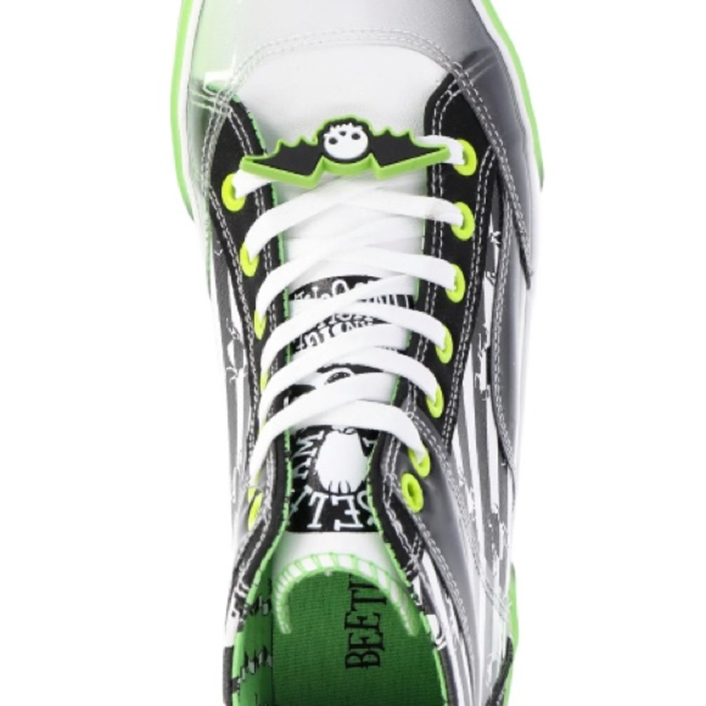 Women’s Bettle Juice High-Top Sneakers - Black and Green - Picture 2 of 5